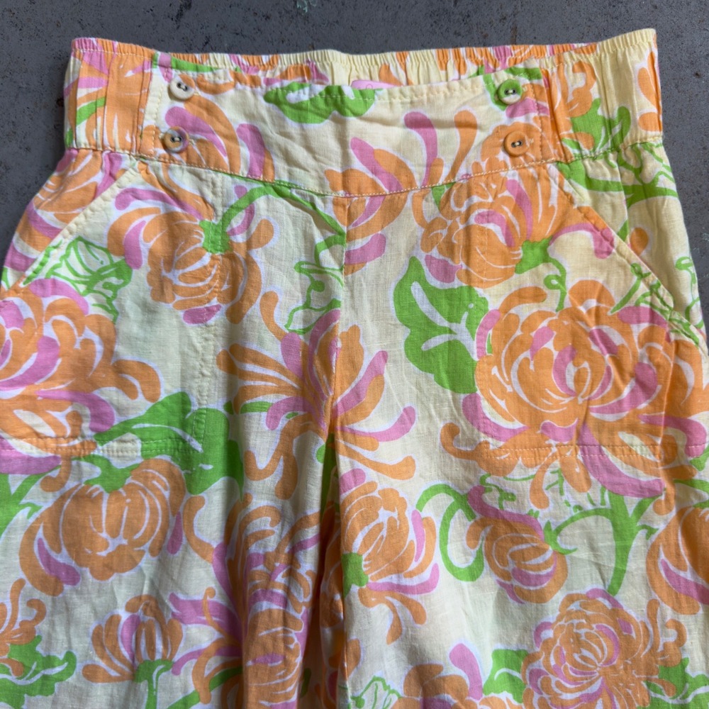 Lilly Pulitzer Gia Printed Linen Pants Yellow Floral Wide Leg Small NWT - Picture 5 of 10